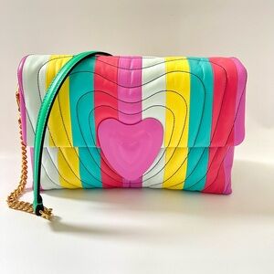 ESCADA Medium Leather Rainbow Heart Bag Purse Never Used